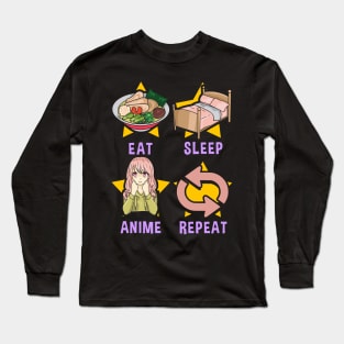 Cute Eat Sleep Anime Repeat Funny Anime Obsessed Long Sleeve T-Shirt
